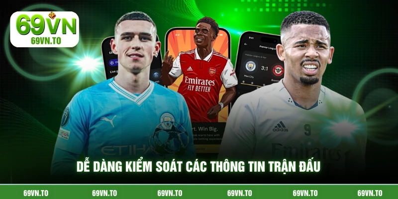 Dễ dàng kiểm soát các thông tin trận đấu